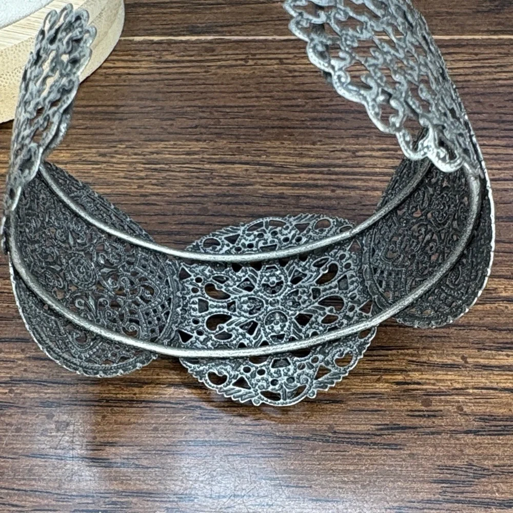 Elegant Black Filigree Cuff Bracelet